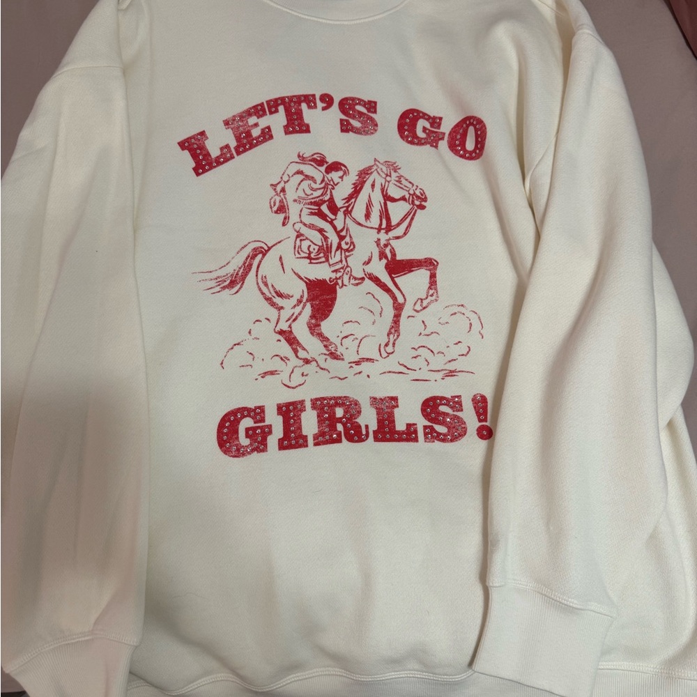 PINK Victoria's Secret White Sweater with Red Print